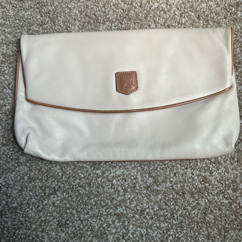 Celine Cream and Tan Clutch